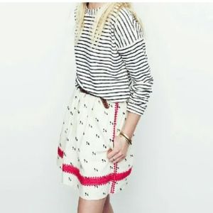 Madewell Lightstitch Embroidered Skirt Linen Blend Side Seam Pockets